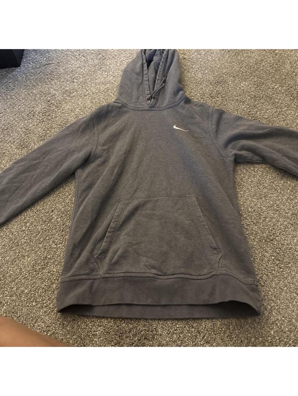 Nike Men's Grey and Blue Hoody